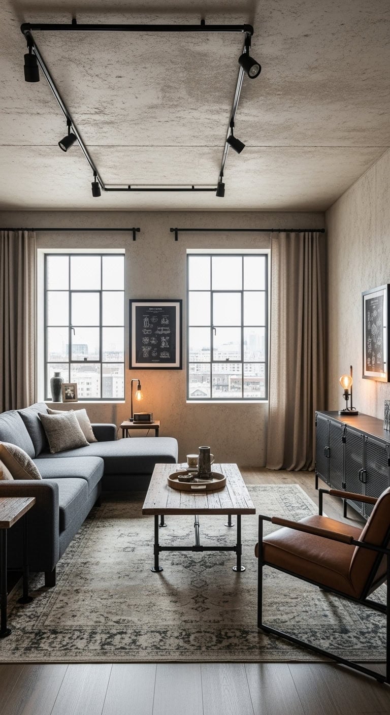 beige concrete with black fixtures