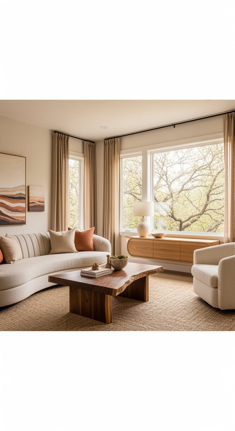 beige curved sofas live edge