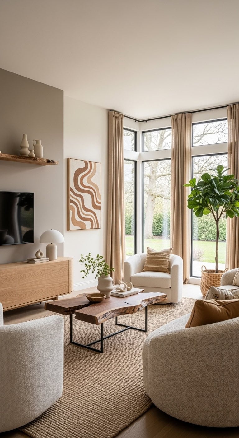 beige curves live edge wood