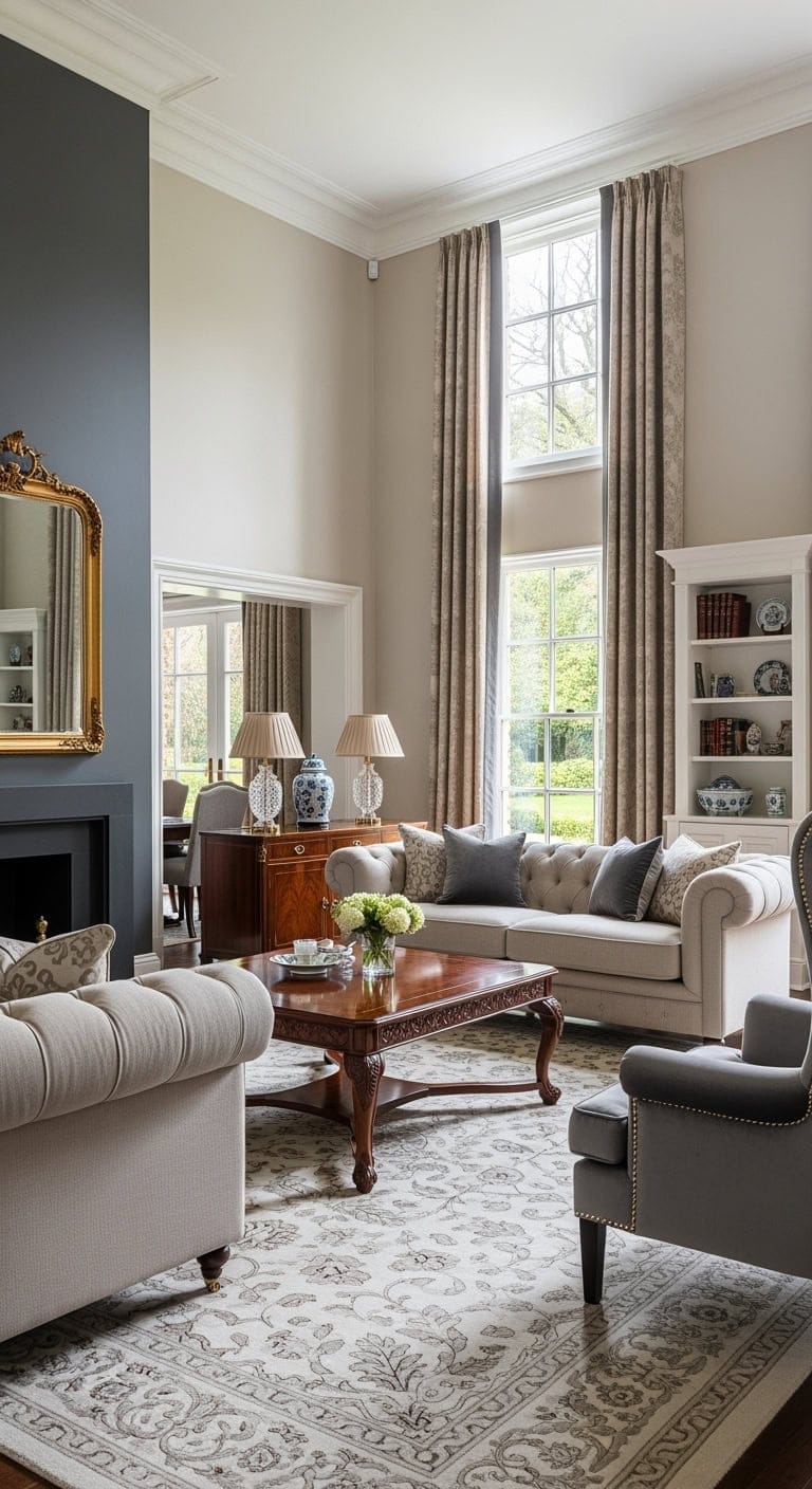 beige damask grey wingbacks