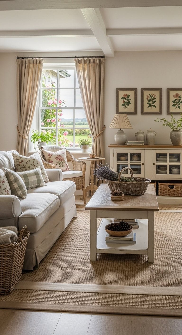 beige floral cottagecore living