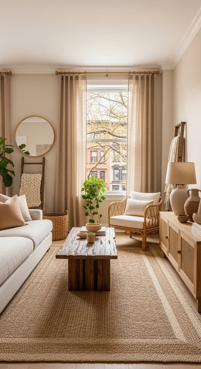 beige jute natural wood