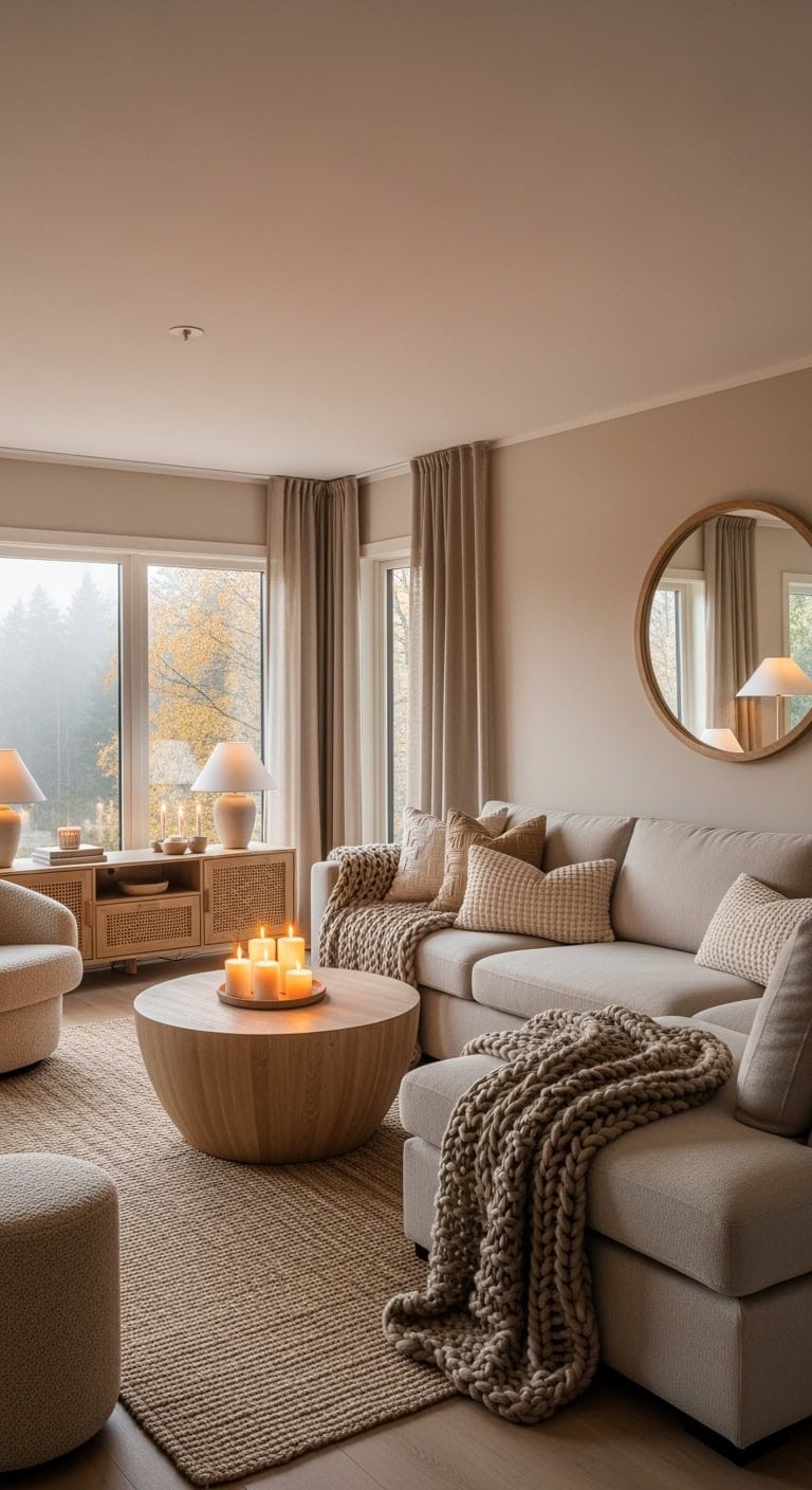 beige knit candlelit cozy