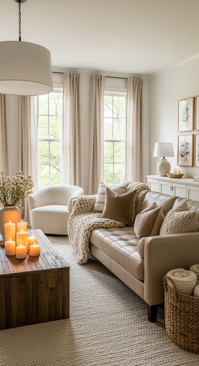 beige leather cozy retreat