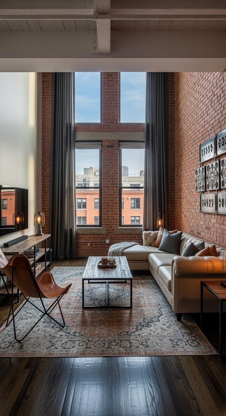 beige leather industrial loft