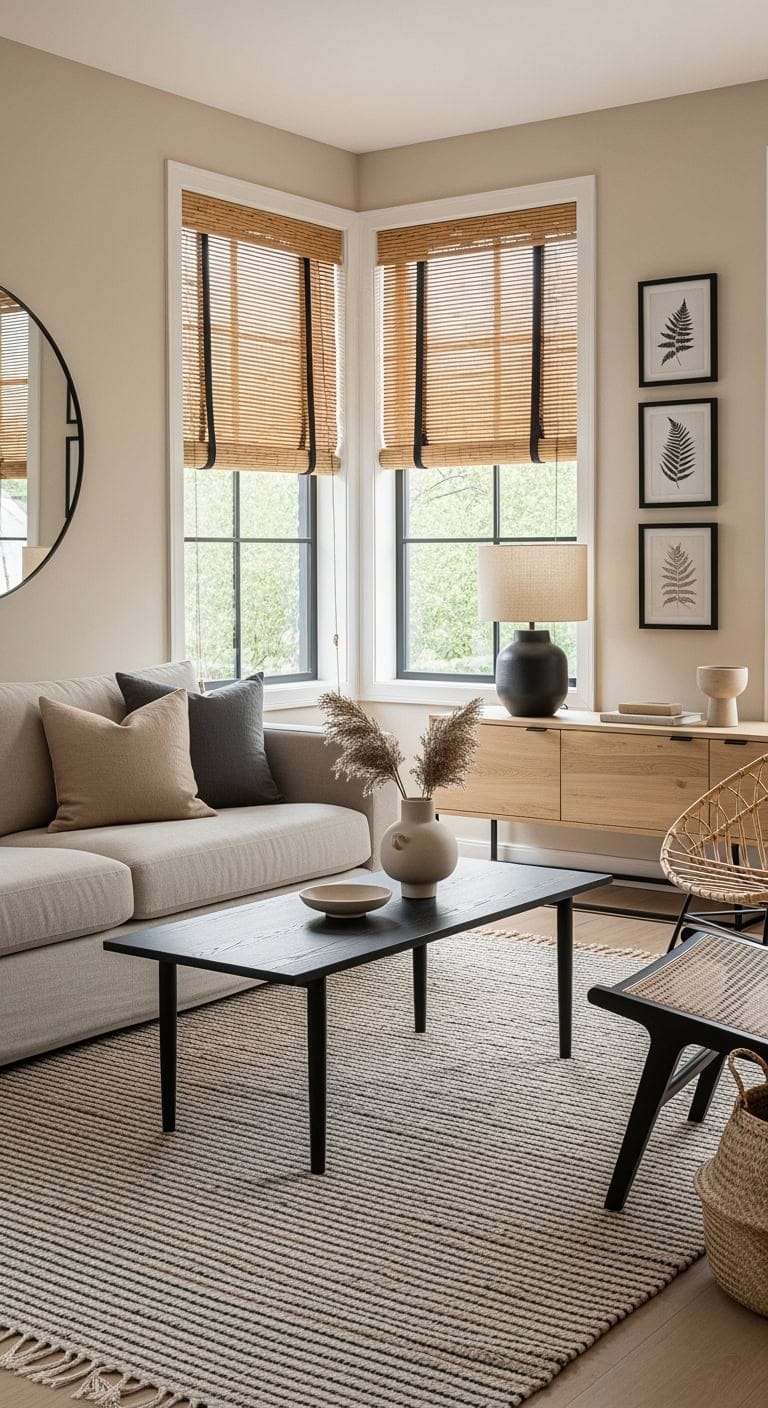 beige minimalism with black accents