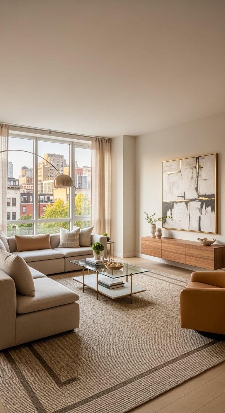 beige modular loft living