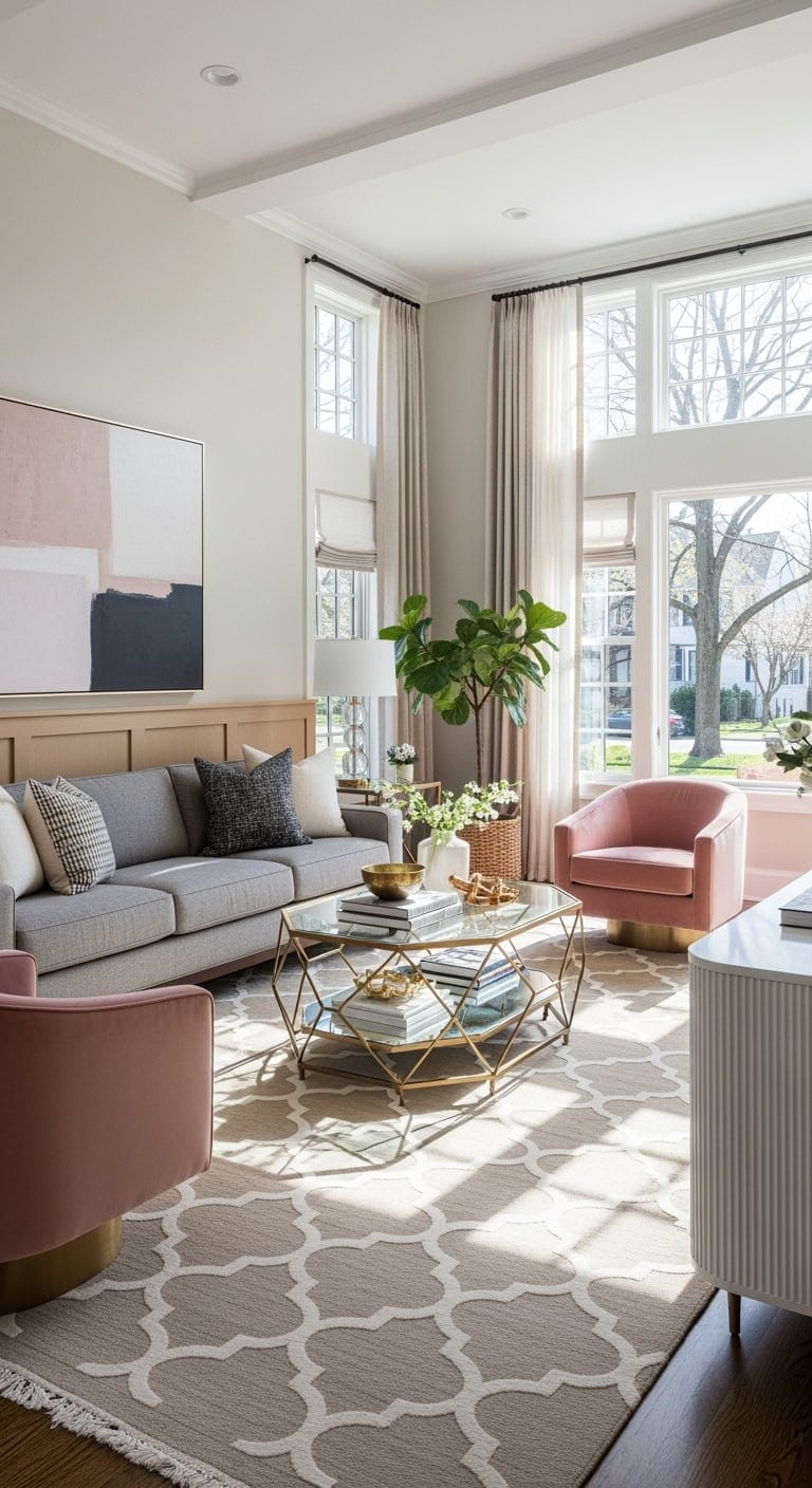 beige moroccan trellis transitional