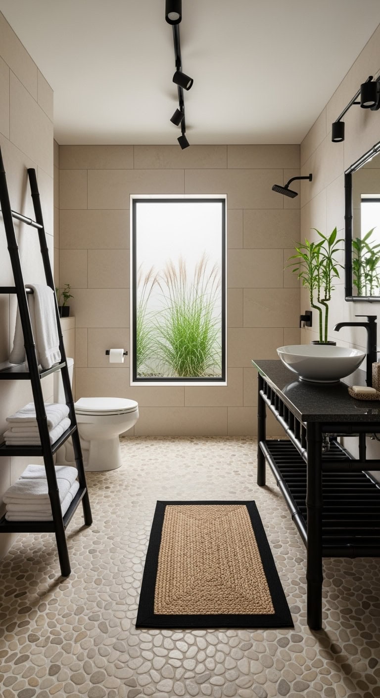 beige pebbles black bamboo