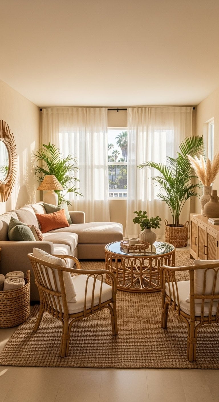 beige rattan coastal living