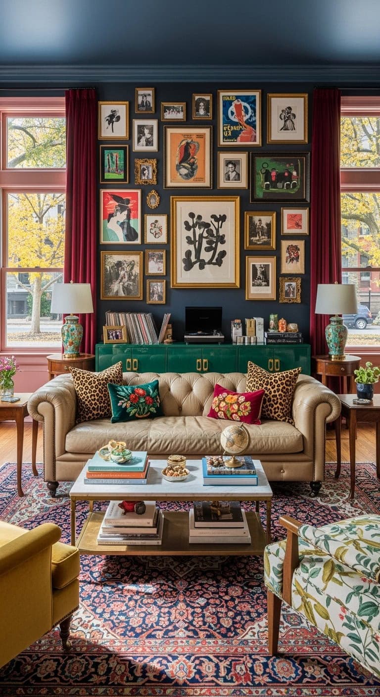 beige sofa anchors maximalist gallery