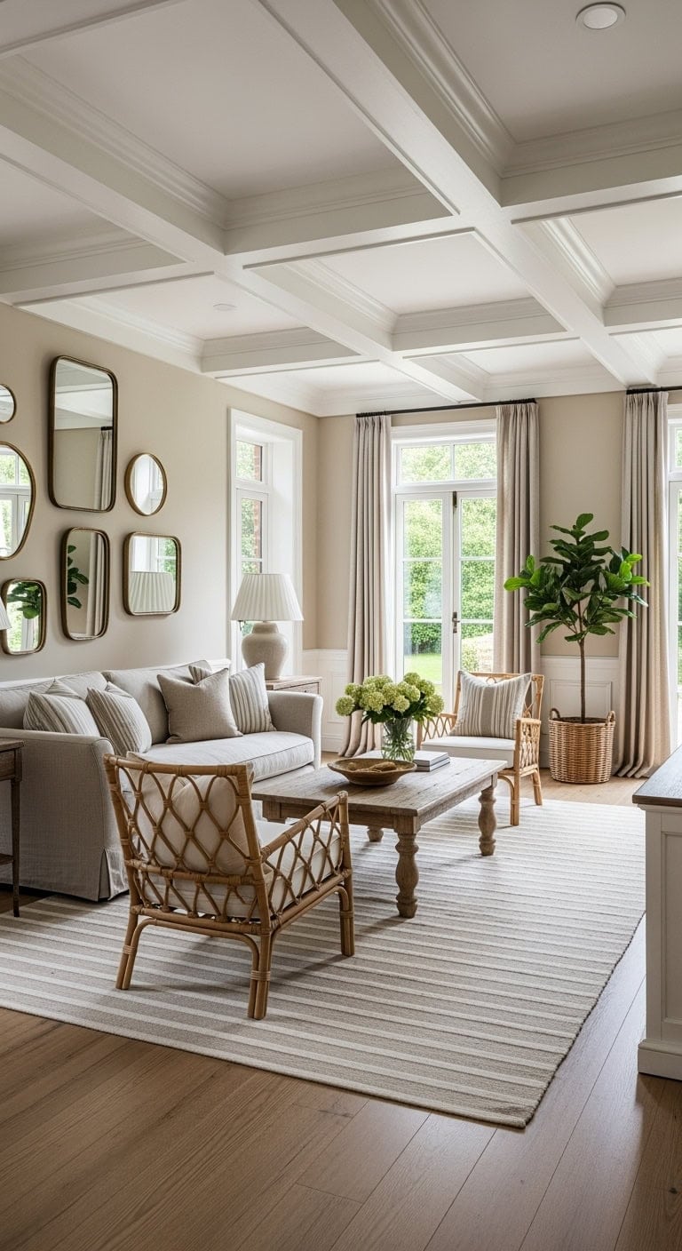 beige striped dhurrie colonial