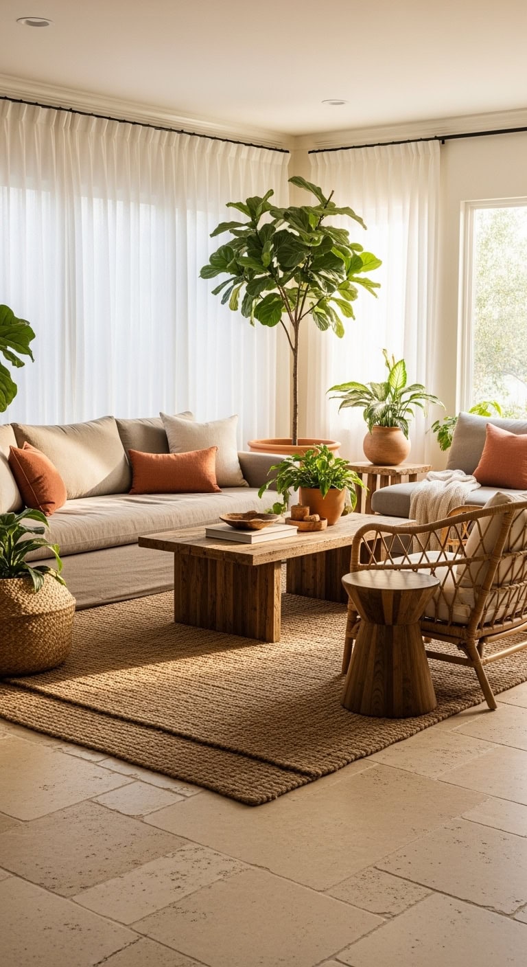 beige tile living roomideas