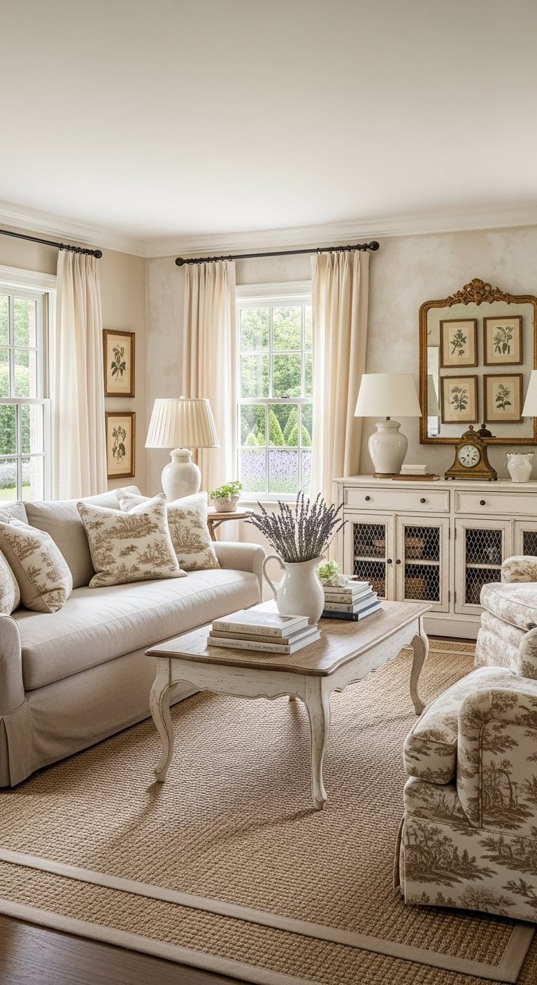 beige toile french farmhouse