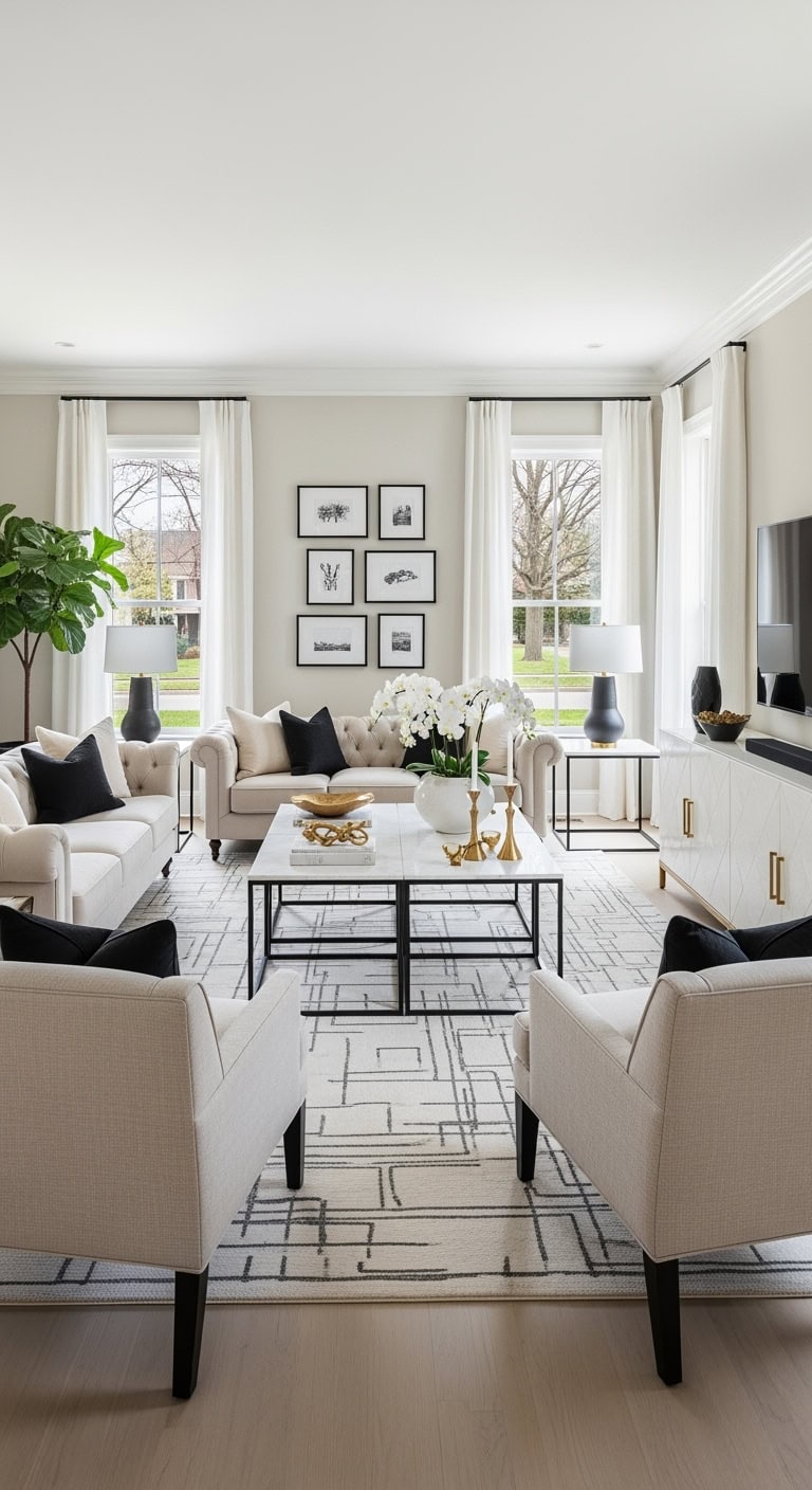 beige tufted chic living room