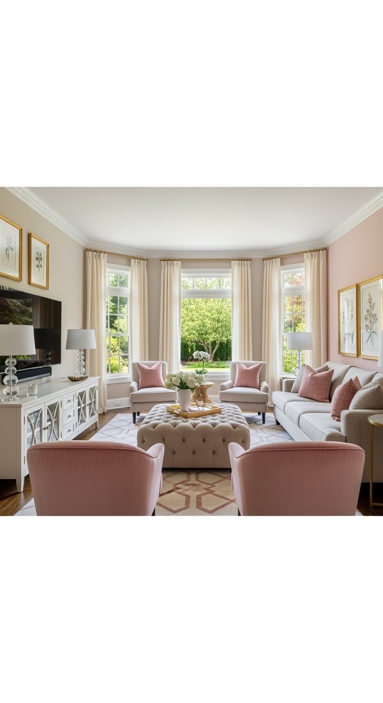 beige tufted ottoman ensemble