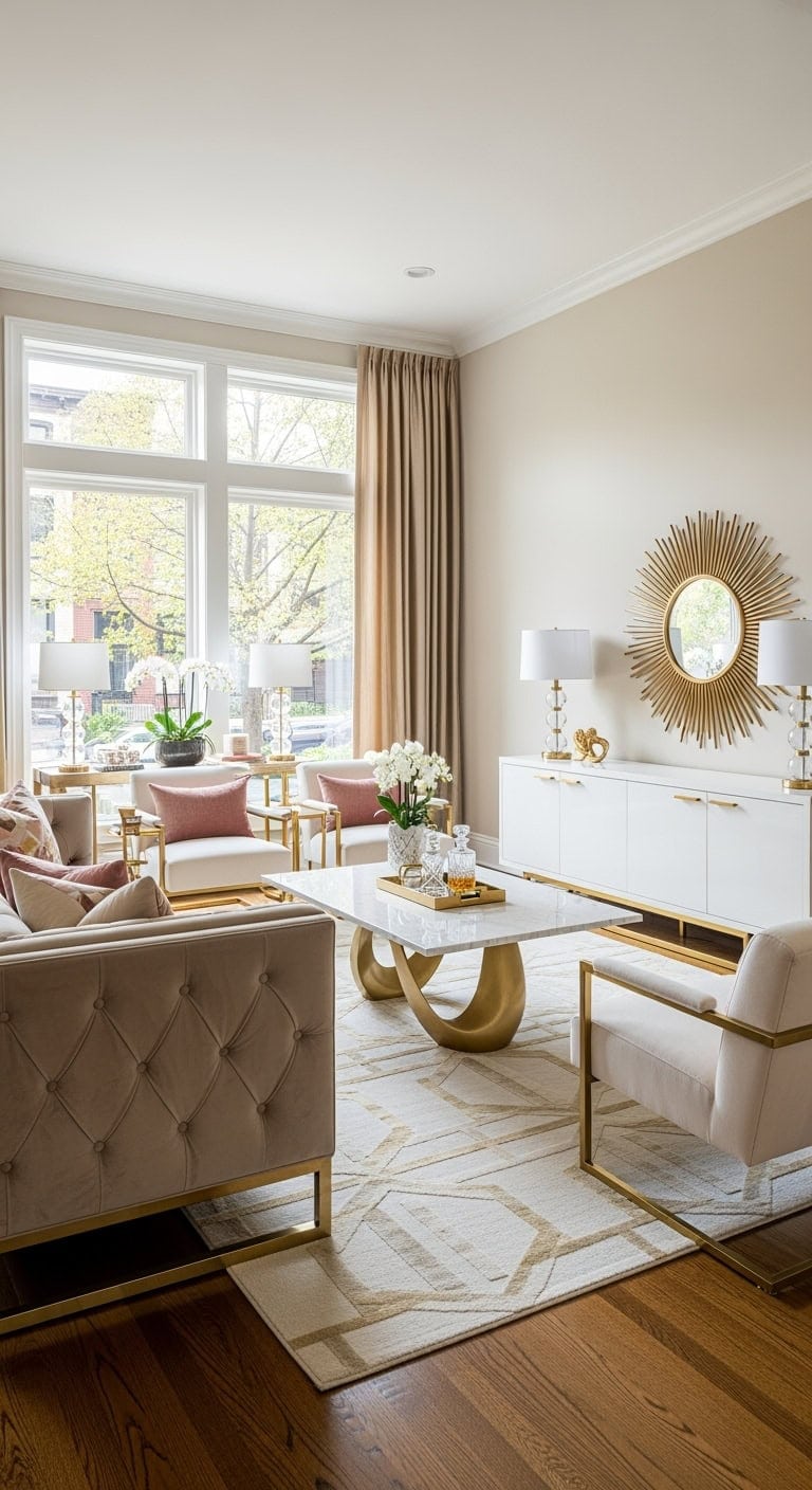 beige velvet luxury marble ensemble