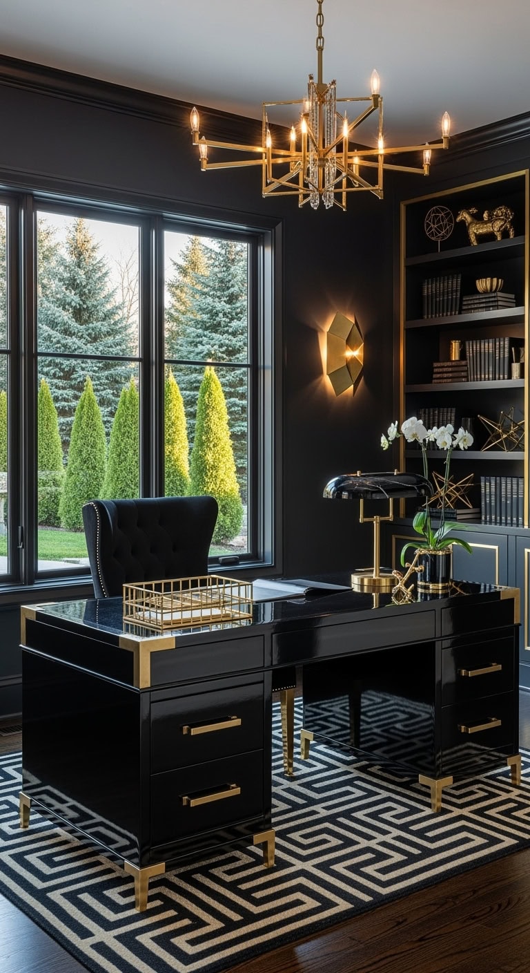 black and gold art deco