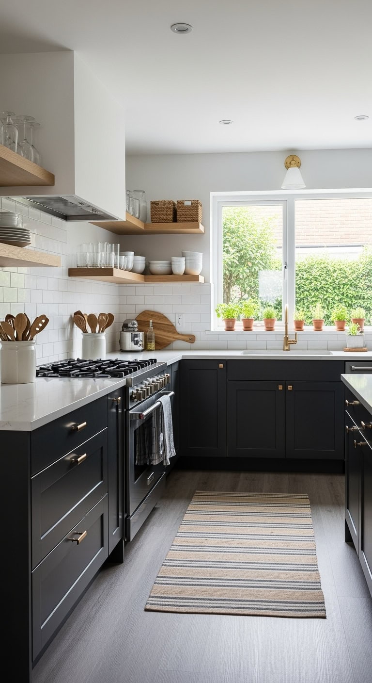 black base warm shelves