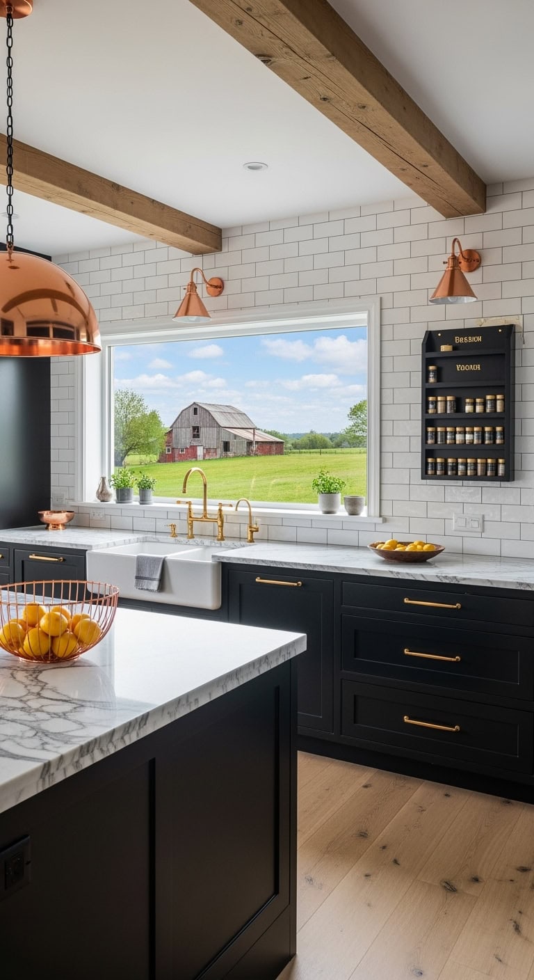 black cabinets mixed metals