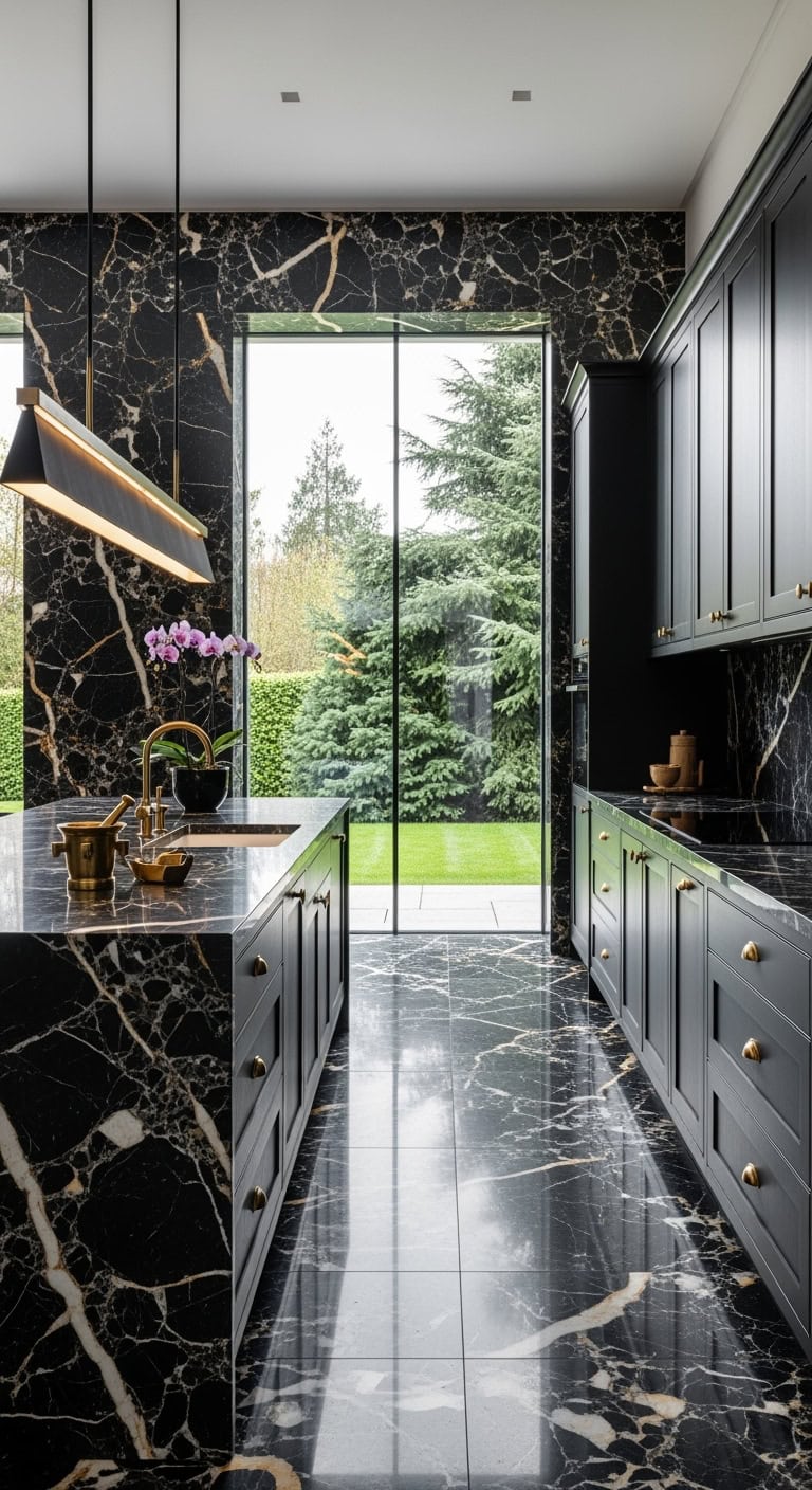 black emperador marble kitchen