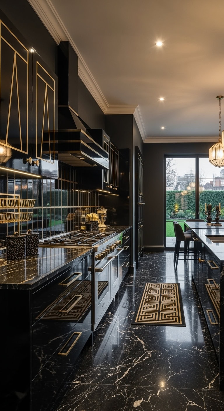 black lacquer with goldgeometry