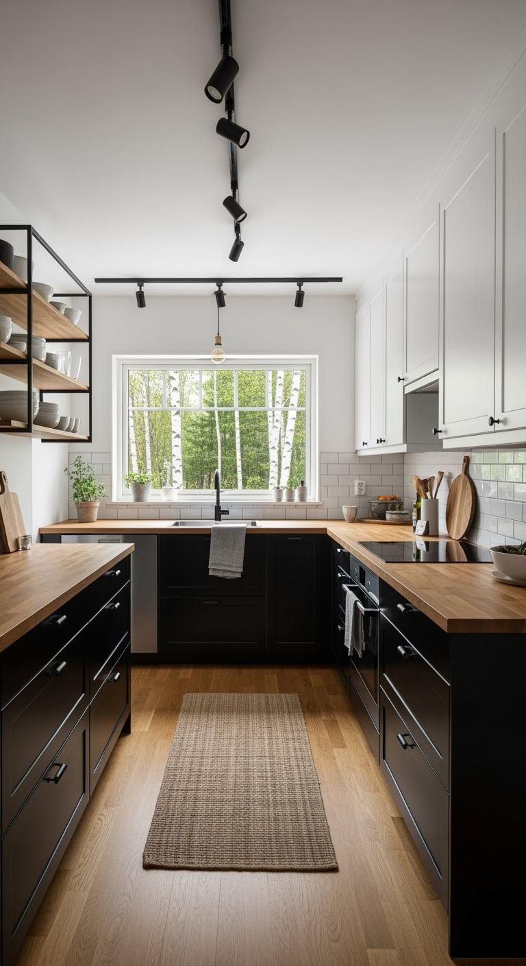 black shaker warm wood