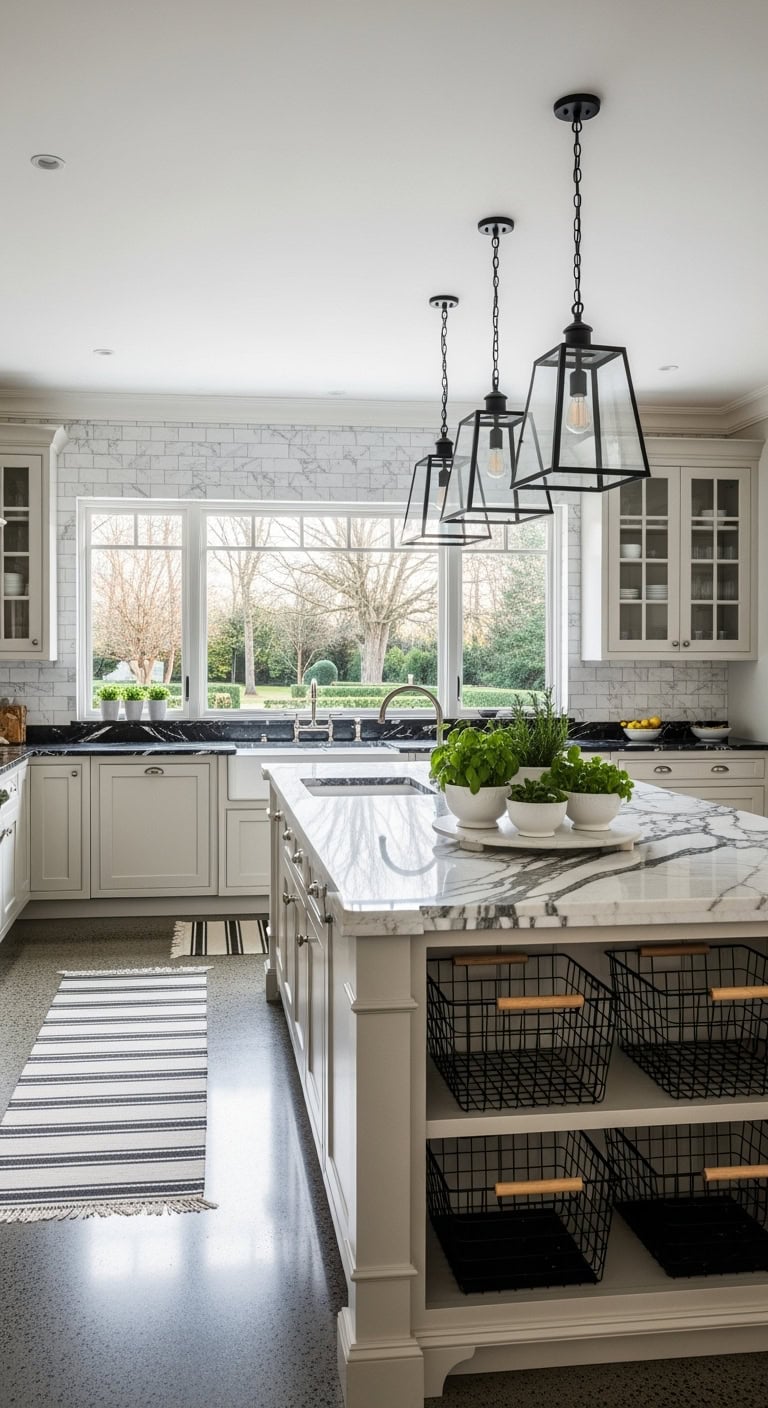 black veined cream marble countertops