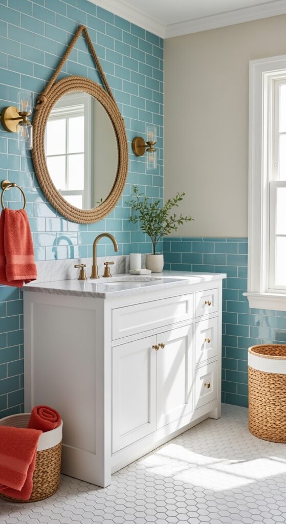 23 Trendy Blue and Orange Bathroom Ideas