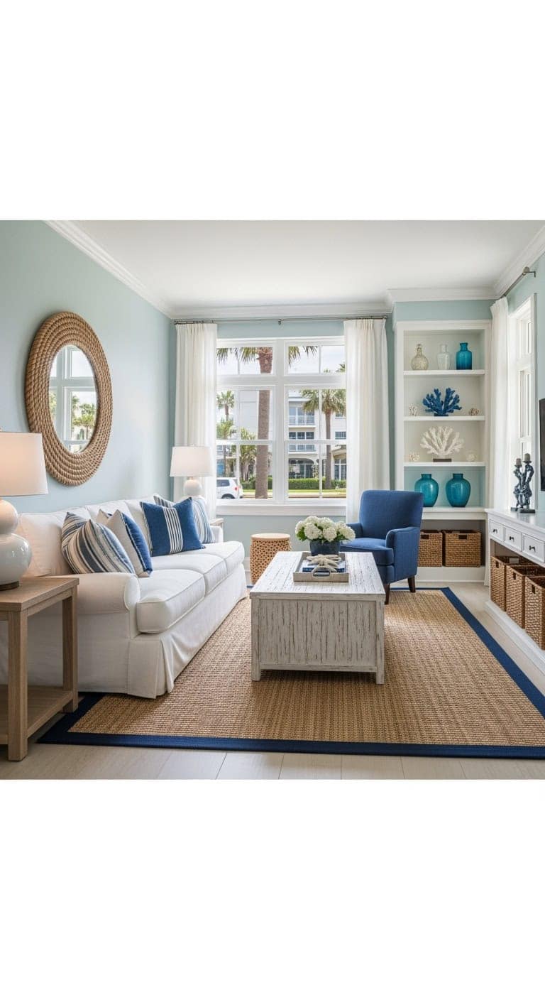 blue and white coastal retreat