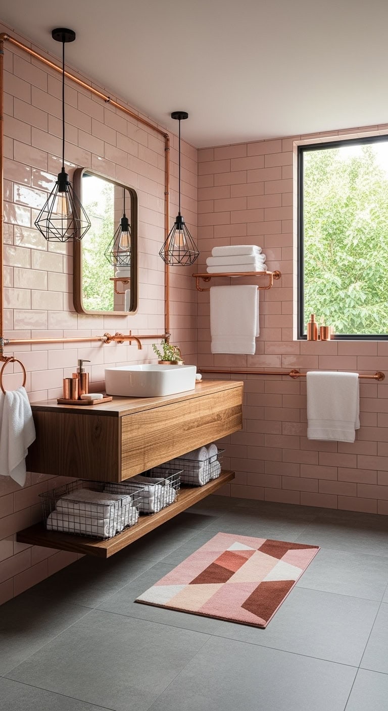 blush walls exposed copper