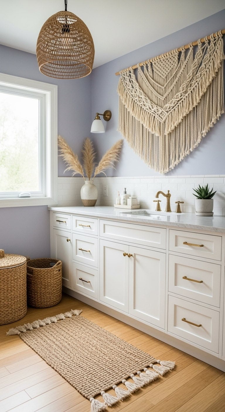 bohemian lavender macrame bathroom