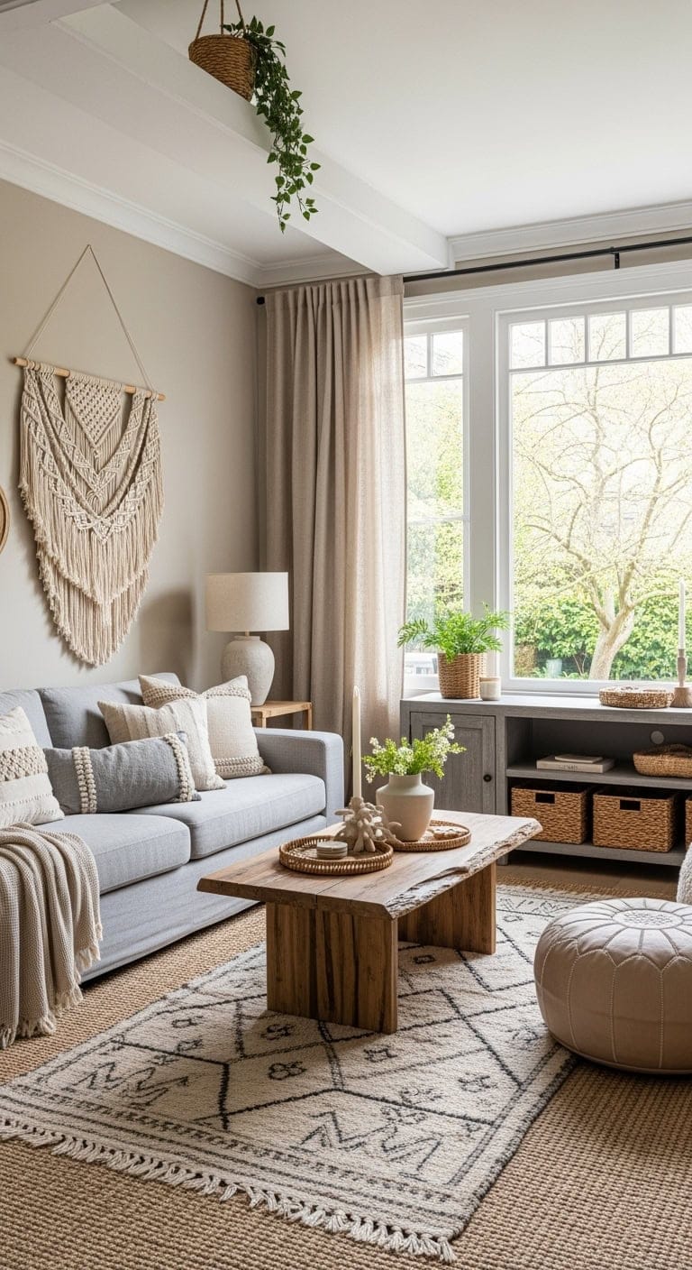 boho grey beige layered retreat