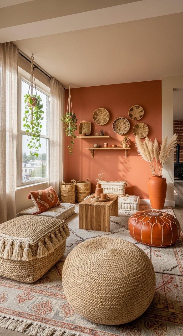 boho jute pouf seating