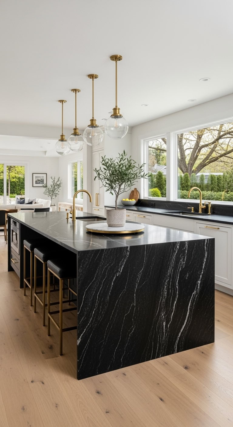 bold black granite island