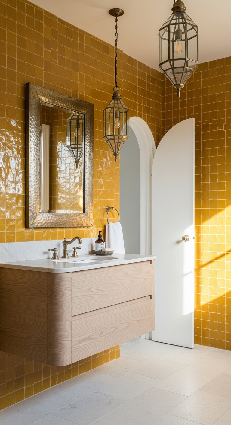 bold mustard bathroom design ideas