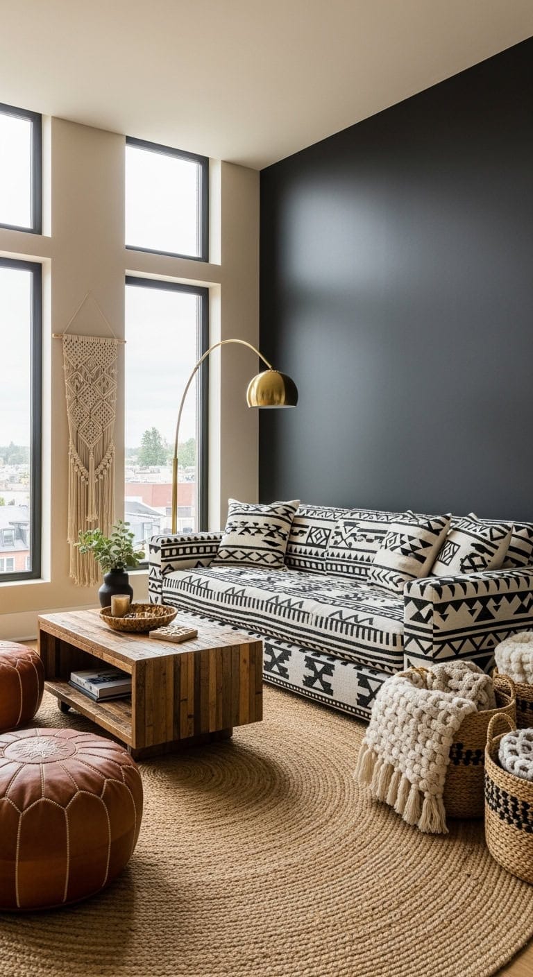 bold tribal sofa styling