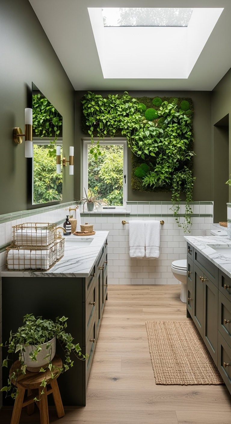 botanical deep olive spa bathroom