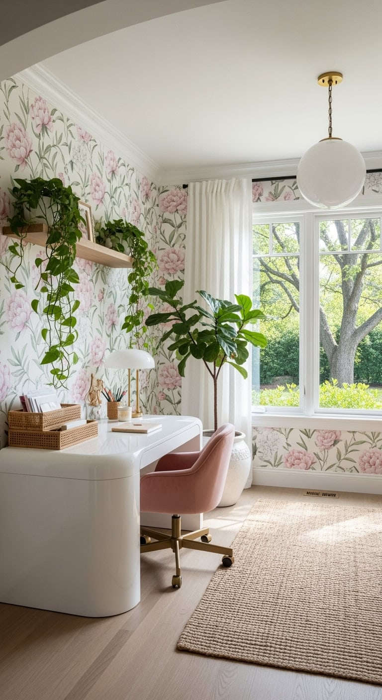 botanical floral workspace aesthetic