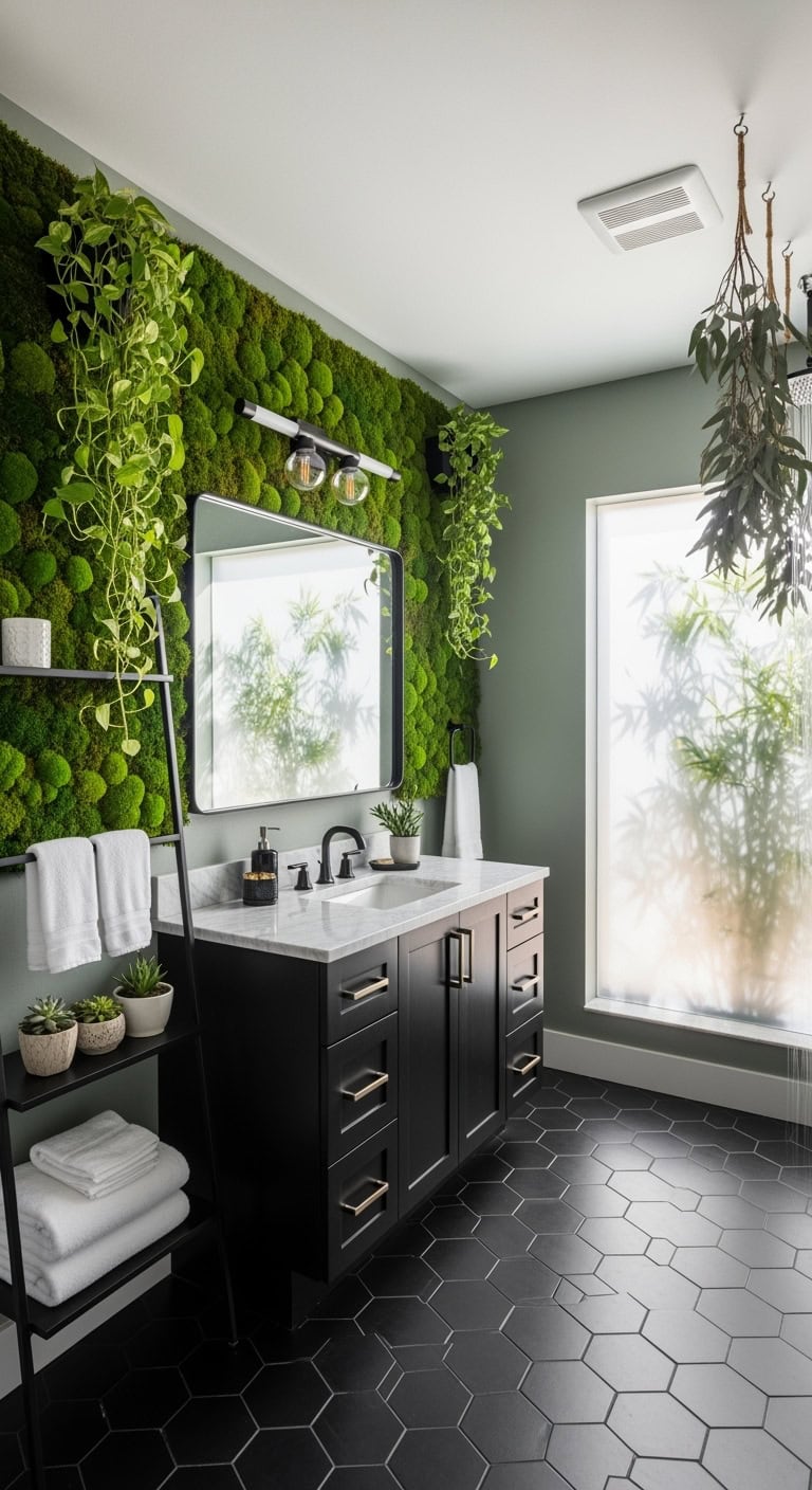 botanical spa inspired black accents