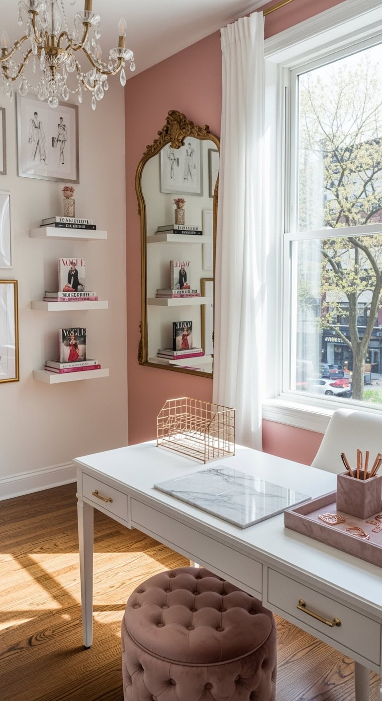 boutique inspired glamorous vanity workspace