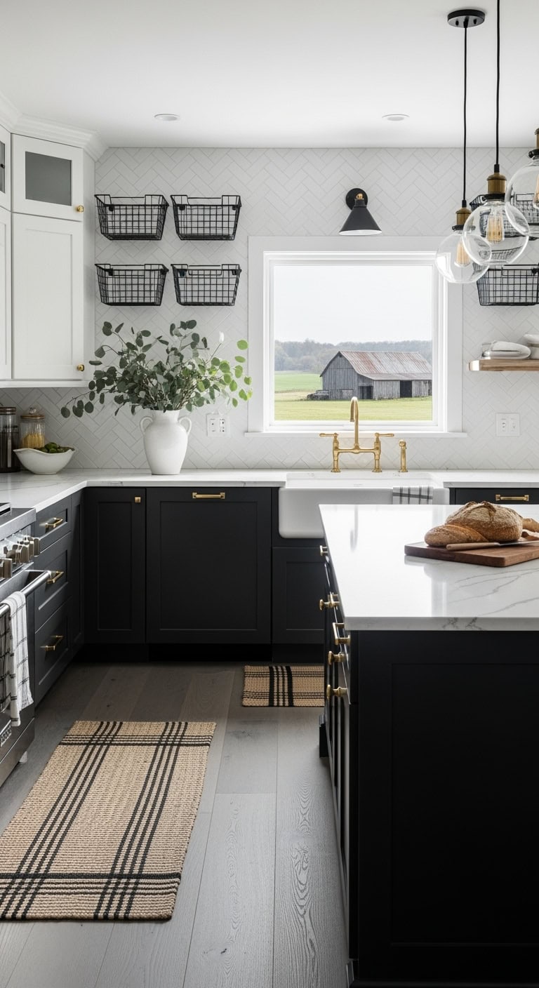 brass and black kitchen