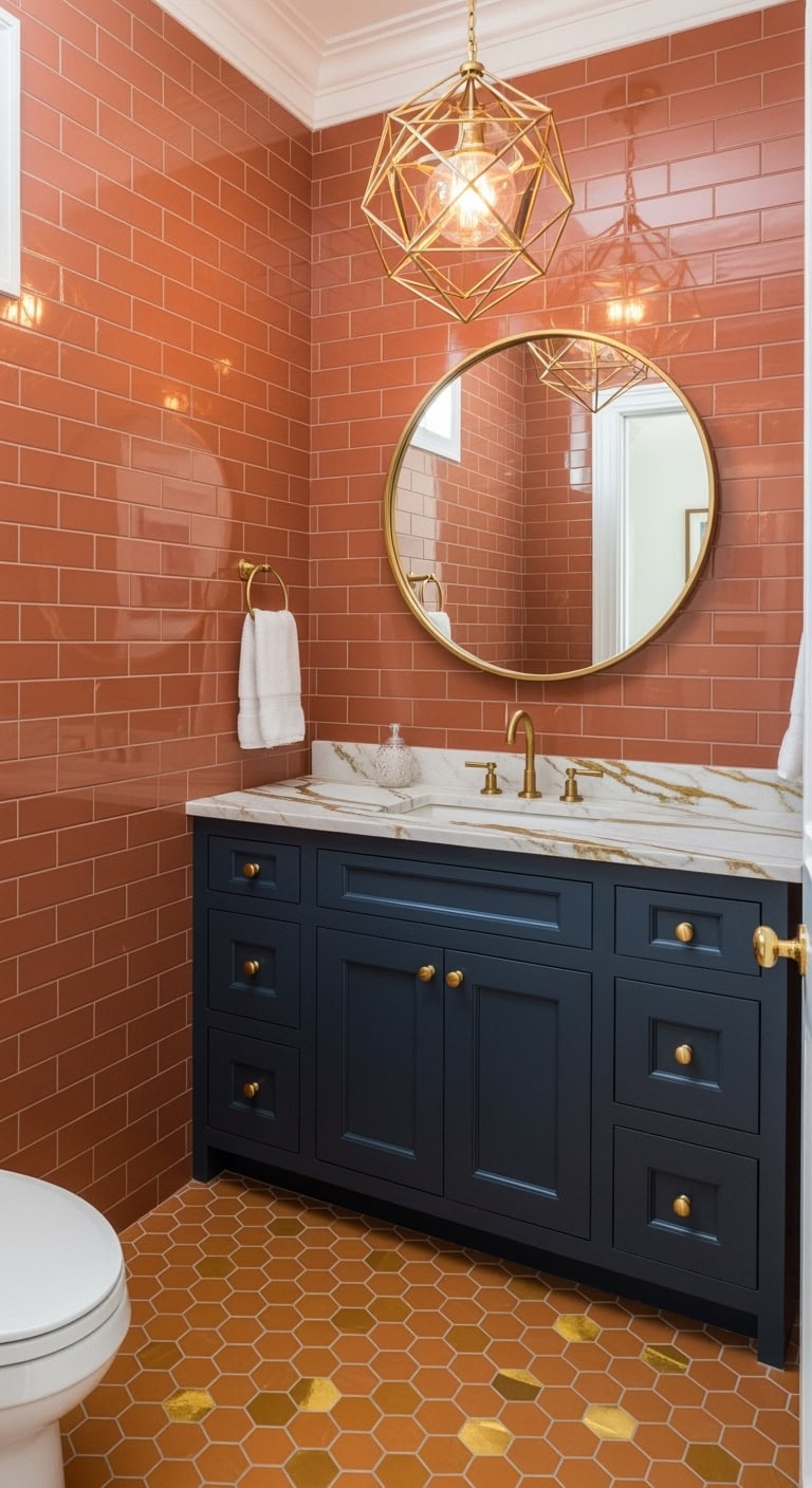 bright orange bathroom tile ideas