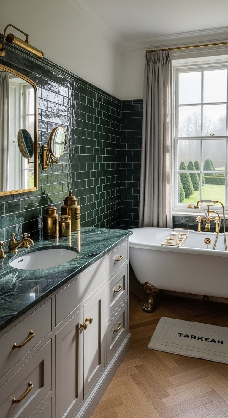 british racing green bathroom