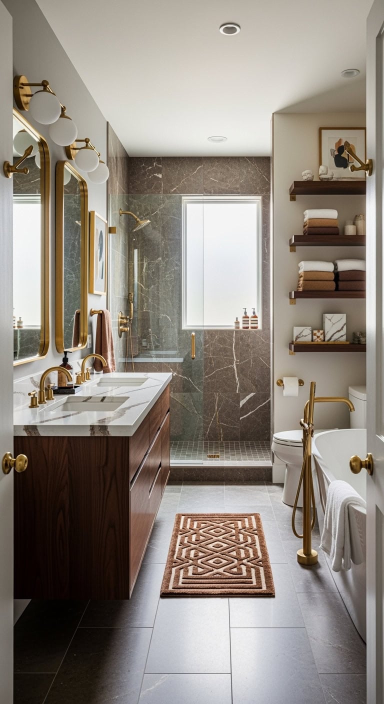 brown marble and brass