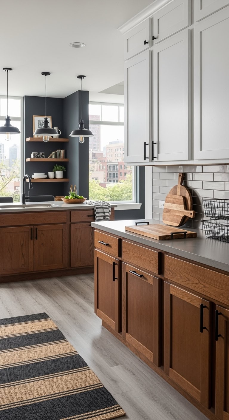 brushed metal warm wood