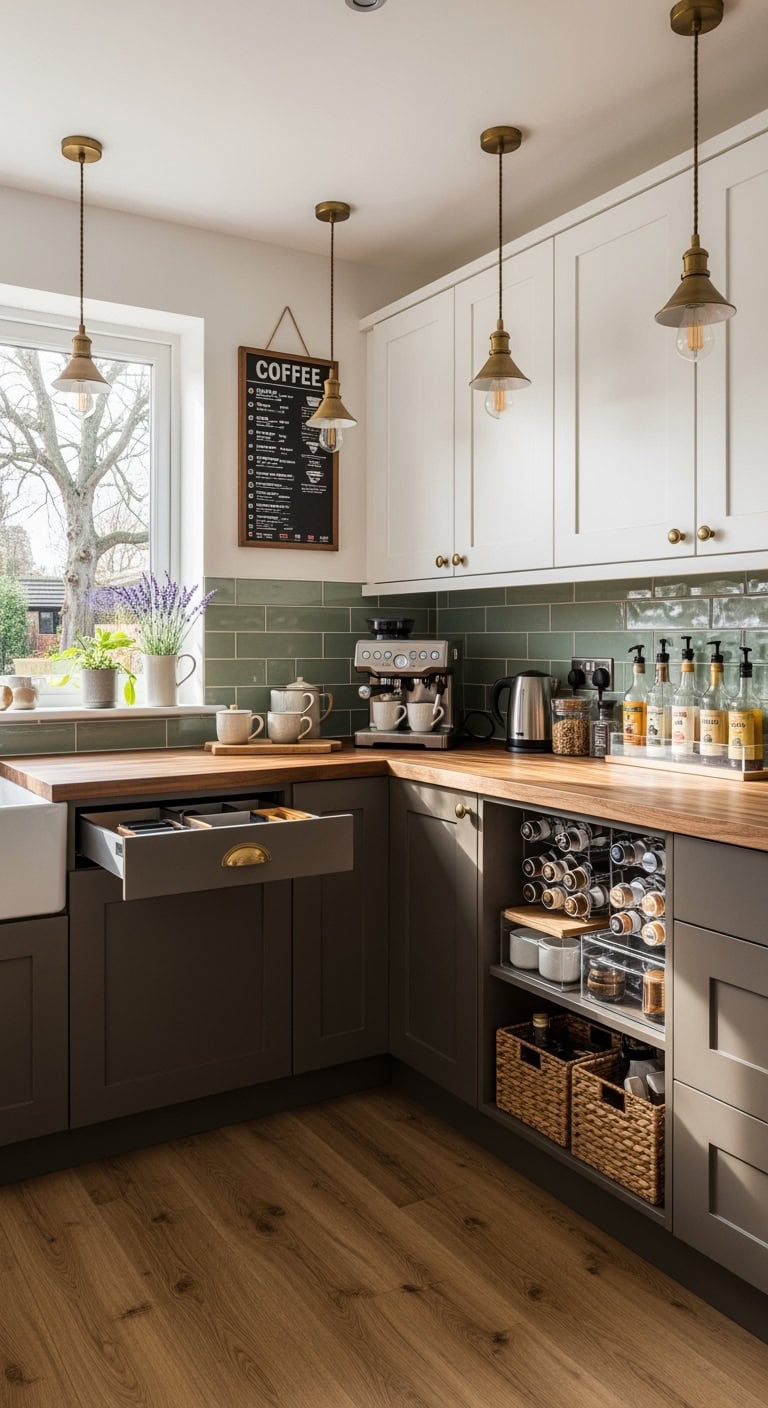 built in caf style coffee station