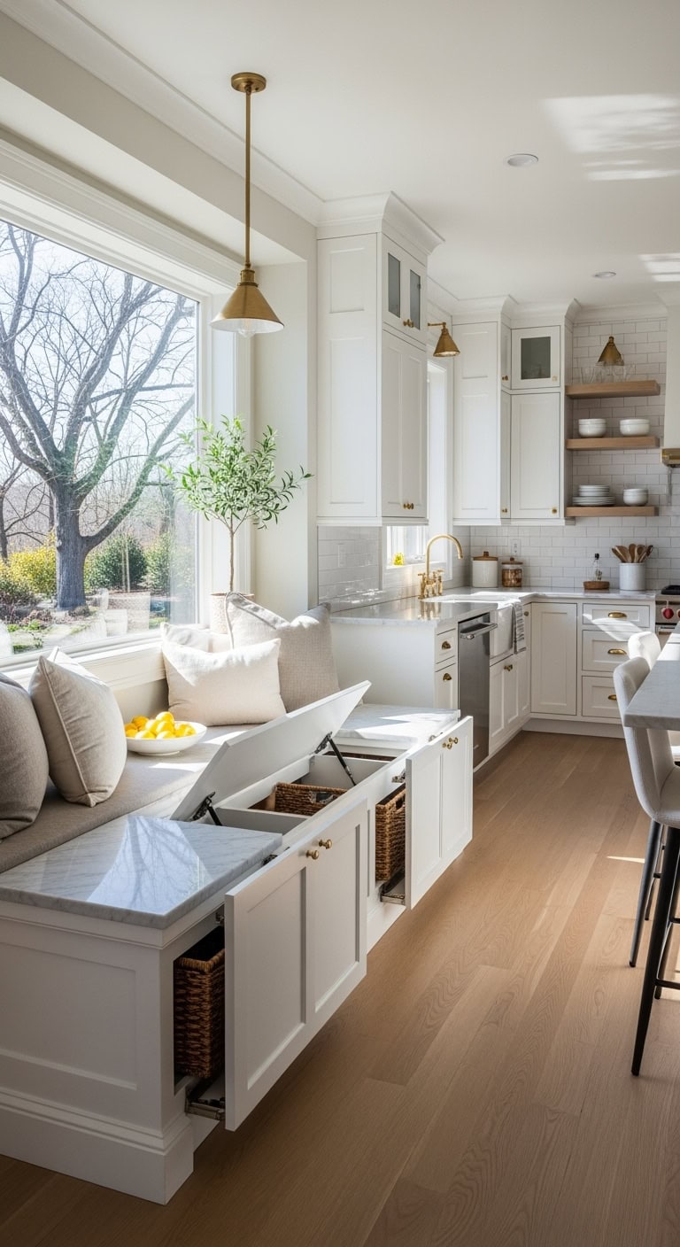 built in window bench storage