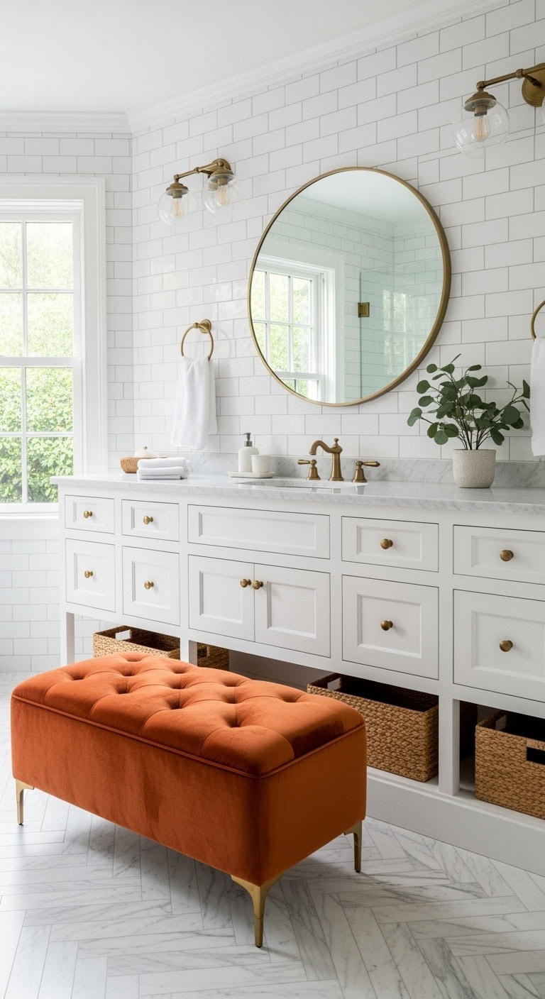 burnt orange velvet vanity seating