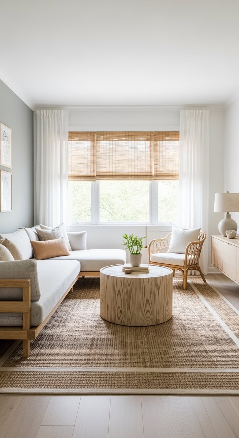 calm japandi natural wood textures